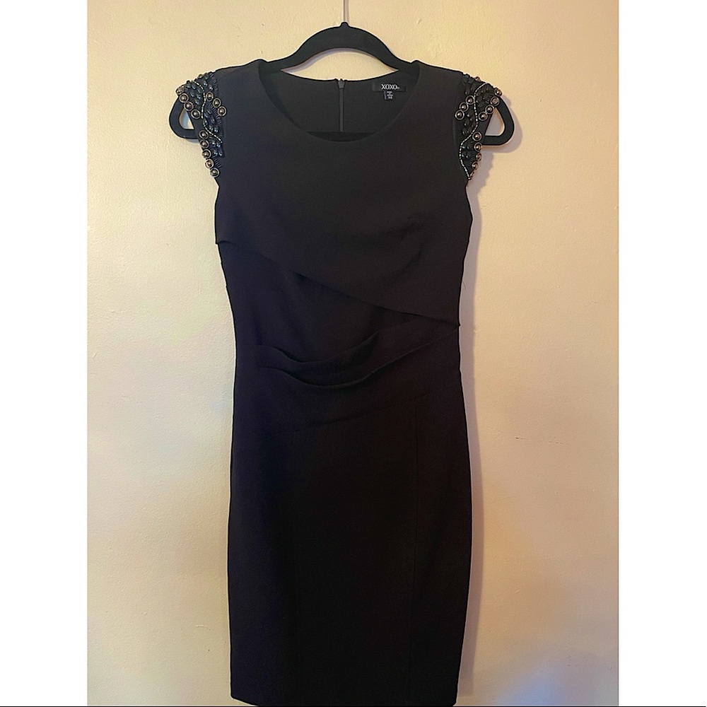 XOXO Black Dress with Mini Cap Sleeve